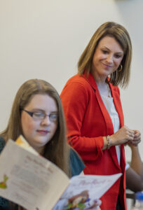 Brooke Hardin and student in Addressing Reading and Writing Problems class