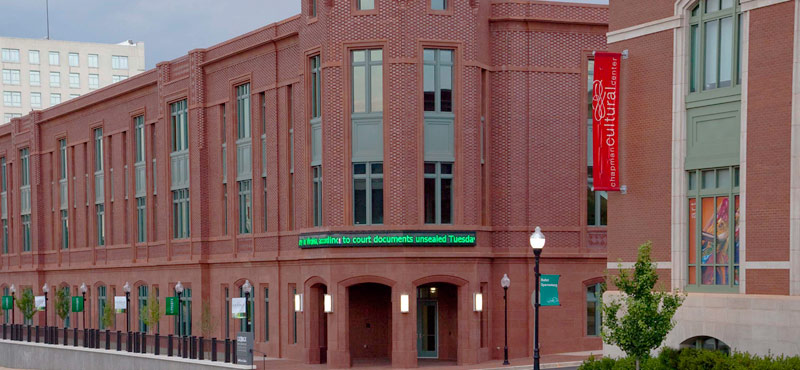 Street view of the George Dean Johnson College of Business and Economics building in downtown Spartanburg