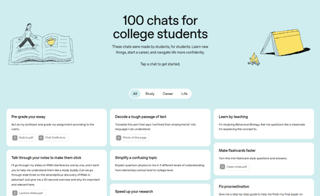 100 chats for college students screenshot