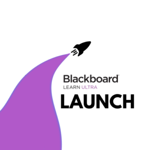 Blackboard Learn Ultra Launch with rocket heading upward