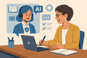 AI Virtual Assistant in a computer supporting a university instructor in a course.